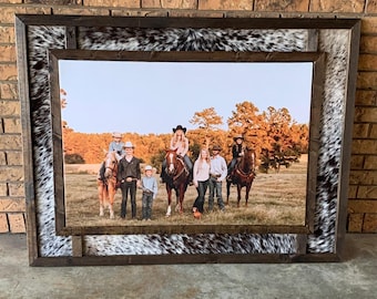 木製　大型額縁 美品 WESTERN PHOTO MOUNT #10000 Large Custom Built Genuine Cowhide and Wood Photo Frame for Canvas