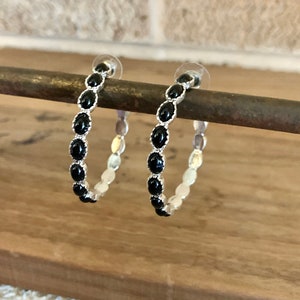 Western Black Stone Hoop Earrings , Cowgirl Hoop Earring Jewelry