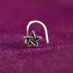 Oxidized Star Nose Screw Stud | 925 Sterling Silver | Celestial Boho Stud for Women | Minimalist Ring | Hypoallergenic Piercing Jewelry