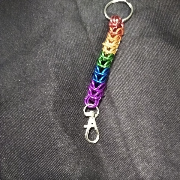 Rainbow Box Weave Chainmail Keychain, Pride, LGBTQ