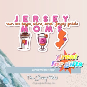 Jersey Moms Run on Coffee, Wine, & Jersey Pride adesivo / New Jersey / Festa della mamma / mamma / negozio di ciambelle / bottiglia d'acqua / laptop / rimovibile