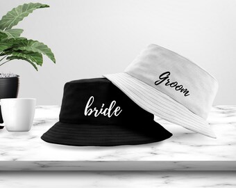 Bride Groom Bucket Hat Bucket Hats Honeymoon Hats Wedding Gift Honeymoon Gift Bride Bucket Hat Groom Bucket Couples Hats Matching Hats