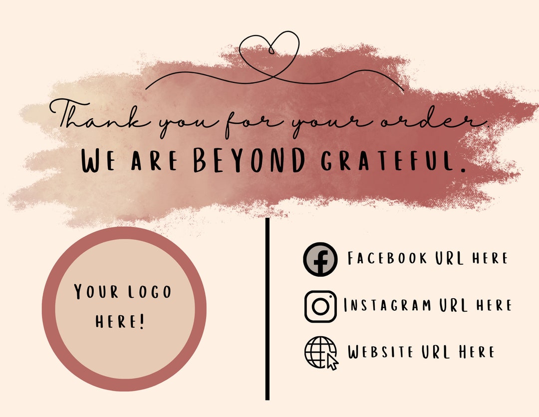 Editable in CANVA Business Thank You Insert Card Template, Insert Card ...