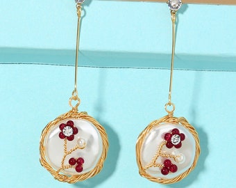 Pearl Earrings - Vintage Earrings - Baroque Earrings -Pearl Stud Earrings - Flower Earrings - Bridal Earrings - Bridesmaid Earrings