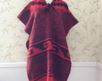 Vintage Poncho With Fringe Western Native Indie Blanket Style - Etsy