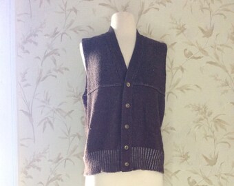1960s Mod Vintage JANZTEN BEATNIK HIPSTER Sweater Vest Fire & Rain Militaires Donut Buttons