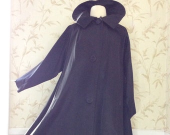 1940s 1950s Vintage Satin TRAPEZE OPERA SWING Coat Full Circle Dress Overcoat