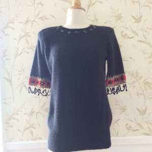 1990s VINTAGE Lambswool & Angora Beaded Statement Sweater