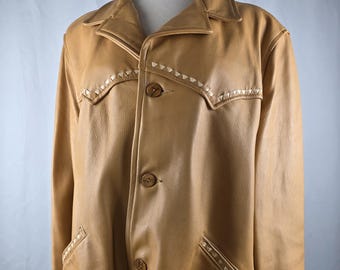 1970s Vintage Deerskin Leather Western Style Ranch Jacket 44