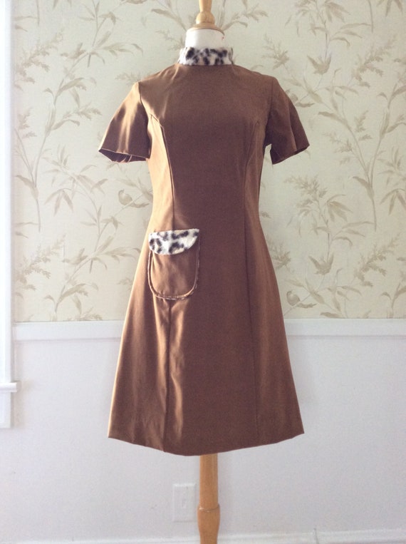 1960s Mod VINTAGE Faux Suede & Leopard Print Mini 