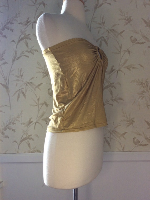 1980s Vintage Shimmery DISCO CLUB Gold Lycra Band… - image 2