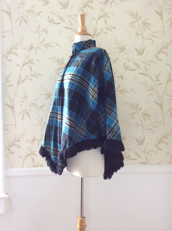 1960s 1970s Mod VINTAGE Tartan Plaid Wool Fringed… - image 5