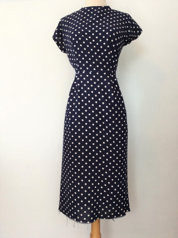 1940s 1950s VINTAGE True WIGGLE Pin Up Dress Navy… - image 2