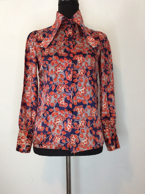 1960s 1970s Mod Vintage FUNKY GROOVY Top Blouse AM