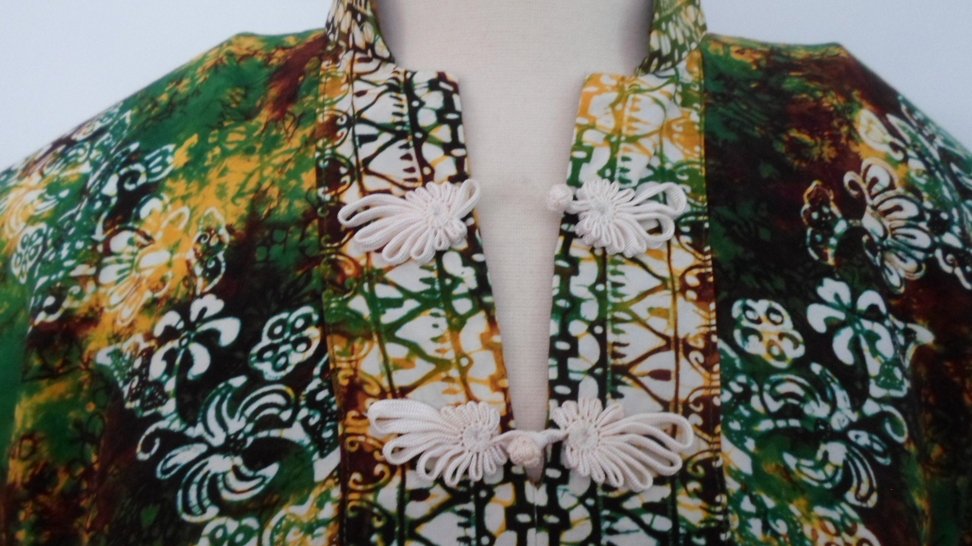 1970s VINTAGE Batik Dye KIMONO Bohemian Hippy Kaftan Maxi Festival ...