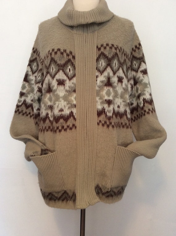 1970s VINTAGE Men's Fuzzy Cowichan Southwestern Z… - image 1