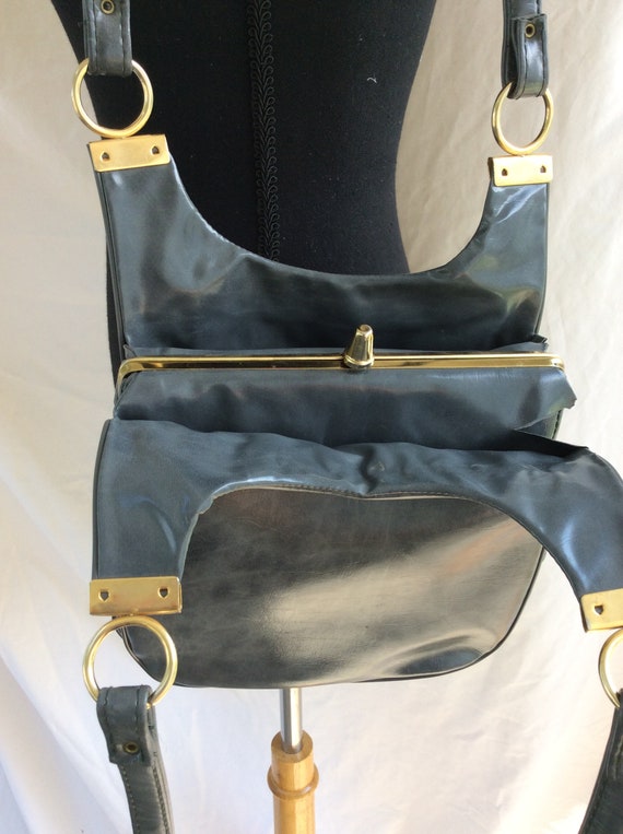 1960's Mod VINTAGE Marbled Faux Leather Shoulder … - image 3