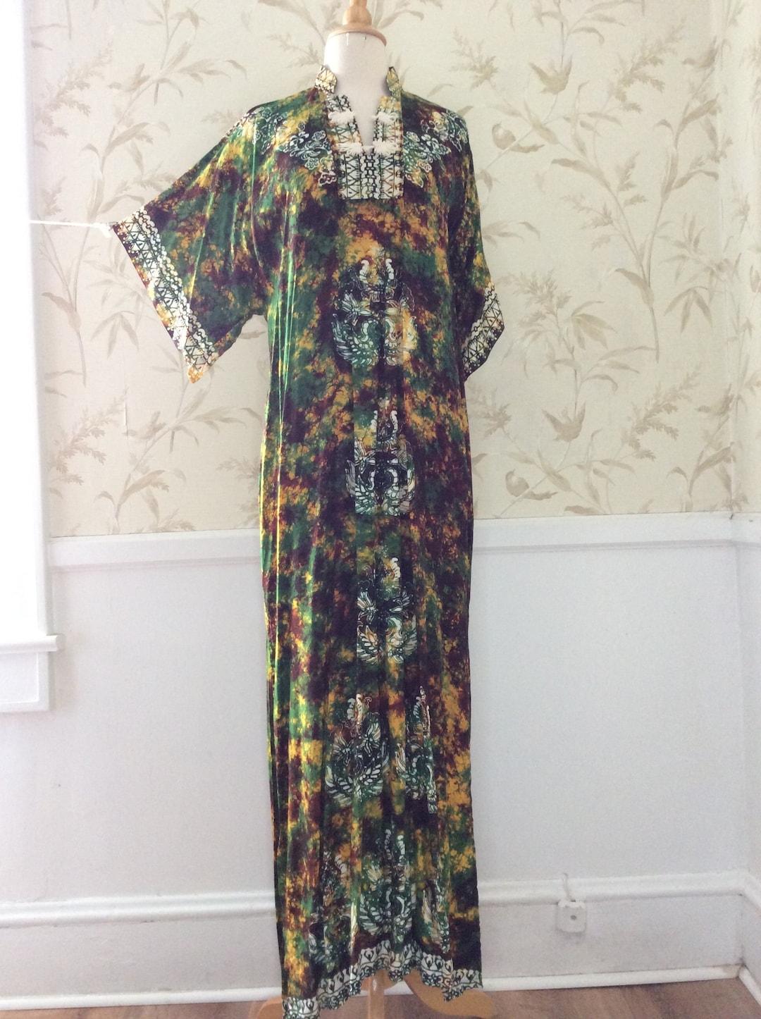 1970s VINTAGE Batik Block Dyed Dashiki Kaftan BOHEMIAN Hippy - Etsy