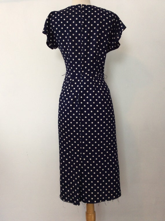 1940s 1950s VINTAGE True WIGGLE Pin Up Dress Navy… - image 5