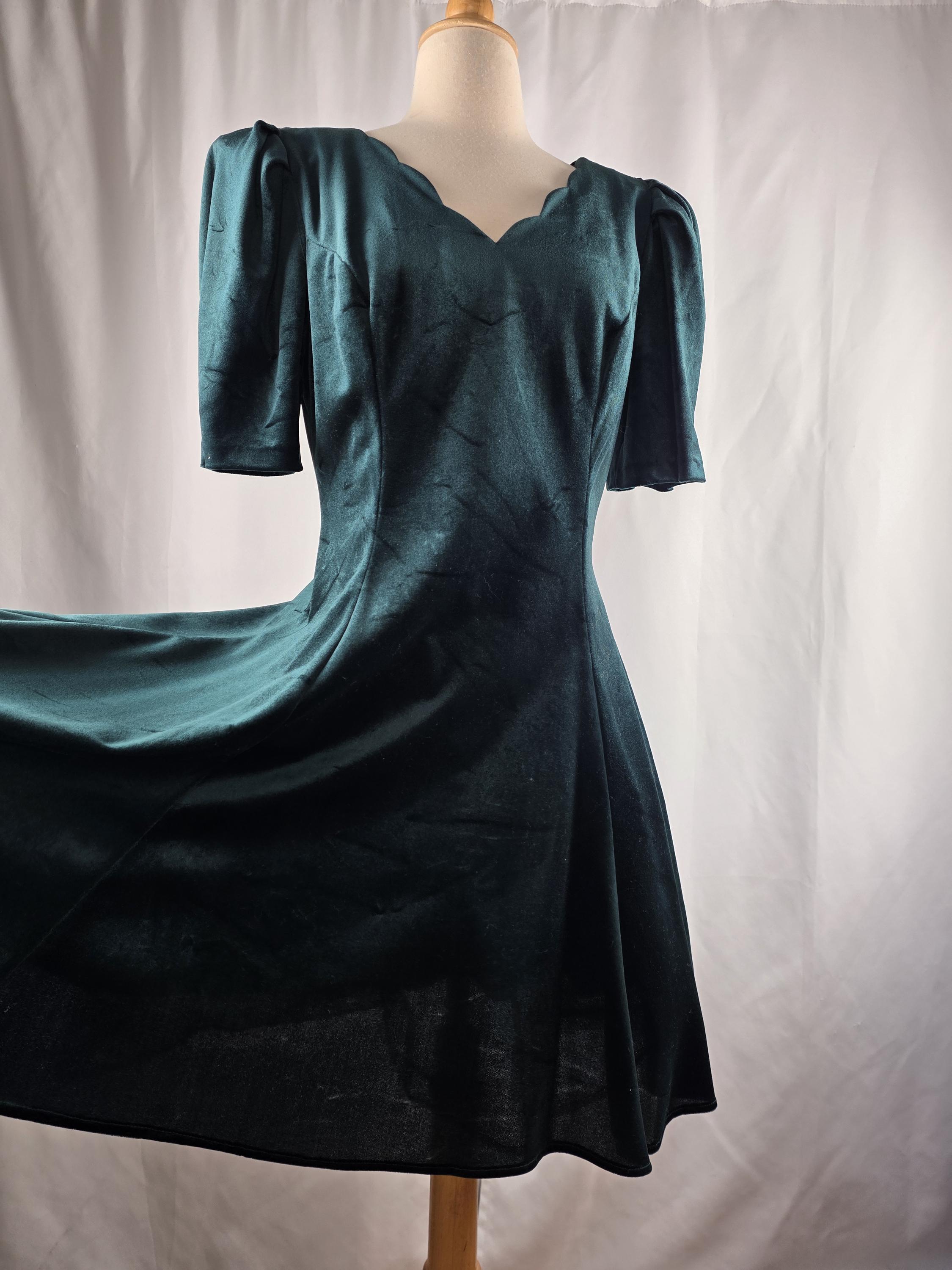 white christmas dresses Norma Jean Velvet Swing Dress in Dark Green – Glamour Bunny main image 1