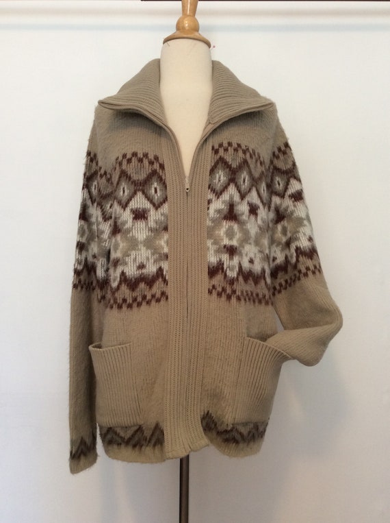 1970s VINTAGE Men's Fuzzy Cowichan Southwestern Z… - image 5