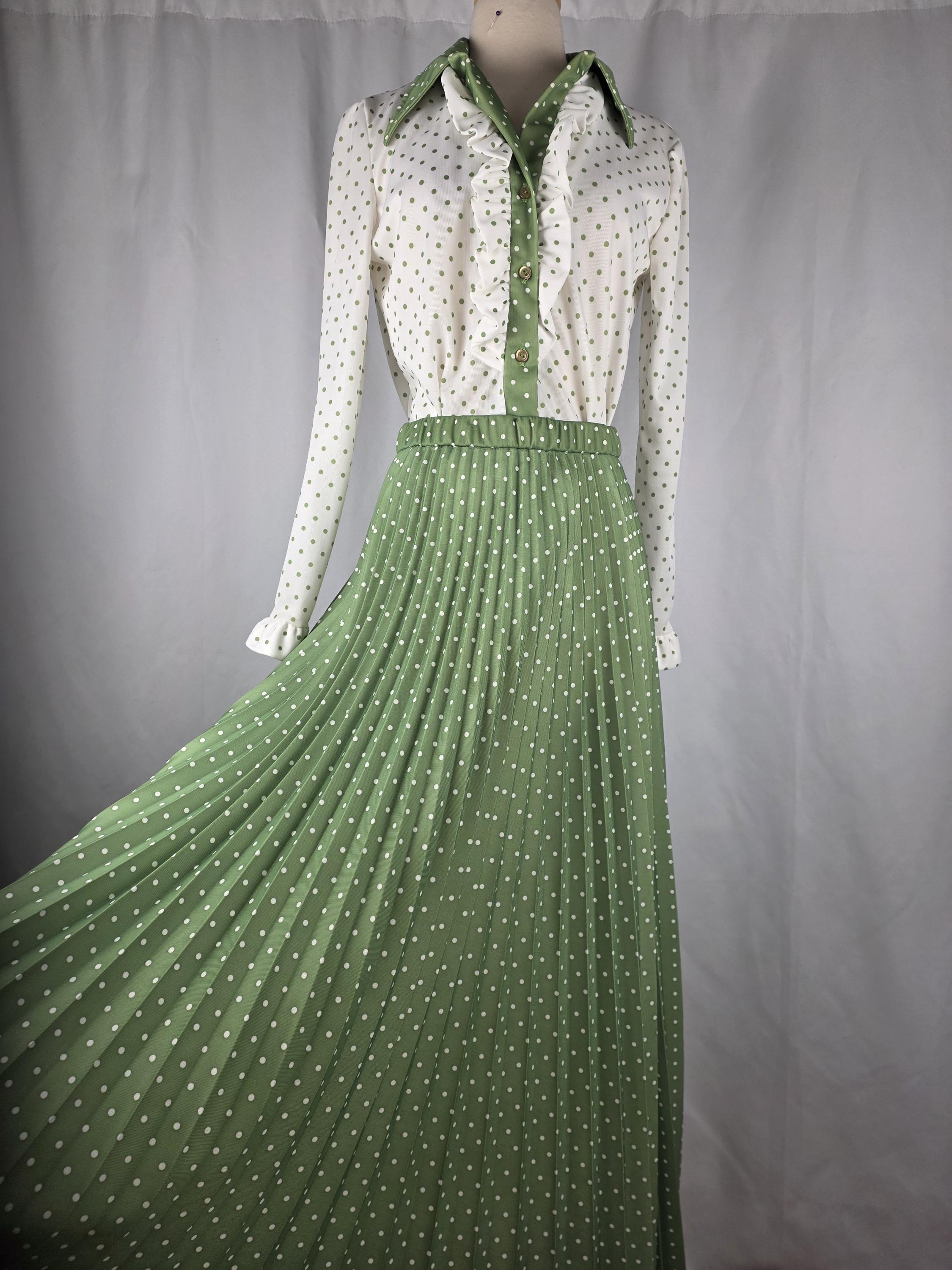 Green and White Polka Dot Dress - Etsy