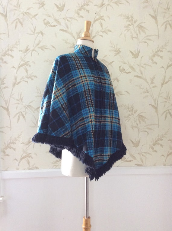 1960s 1970s Mod VINTAGE Tartan Plaid Wool Fringed… - image 3