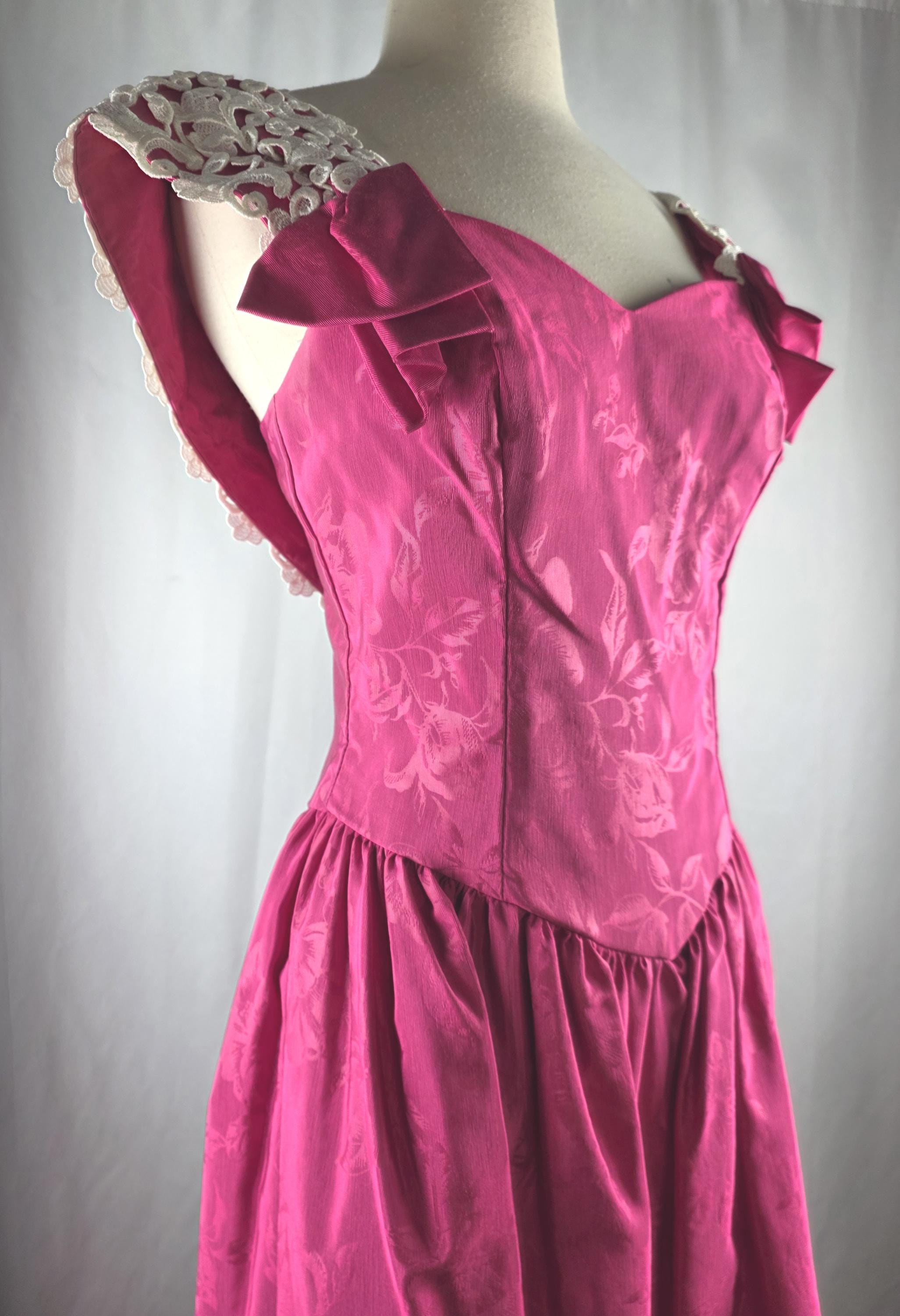 open lace back dress Final Sale - Vacation Dress in Vintage Hot Pink Roses