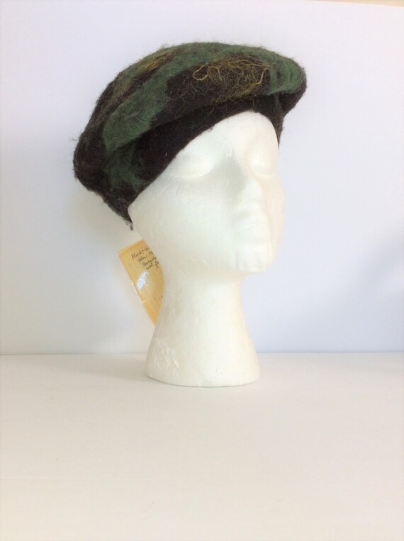 Vintage Hand Felted English Wool MOHAIR Beret Hat 