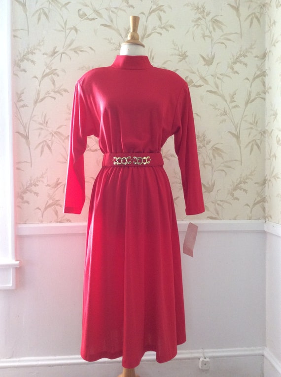 1980s VINTAGE New VANNA WHITE Red Statement Shoul… - image 1