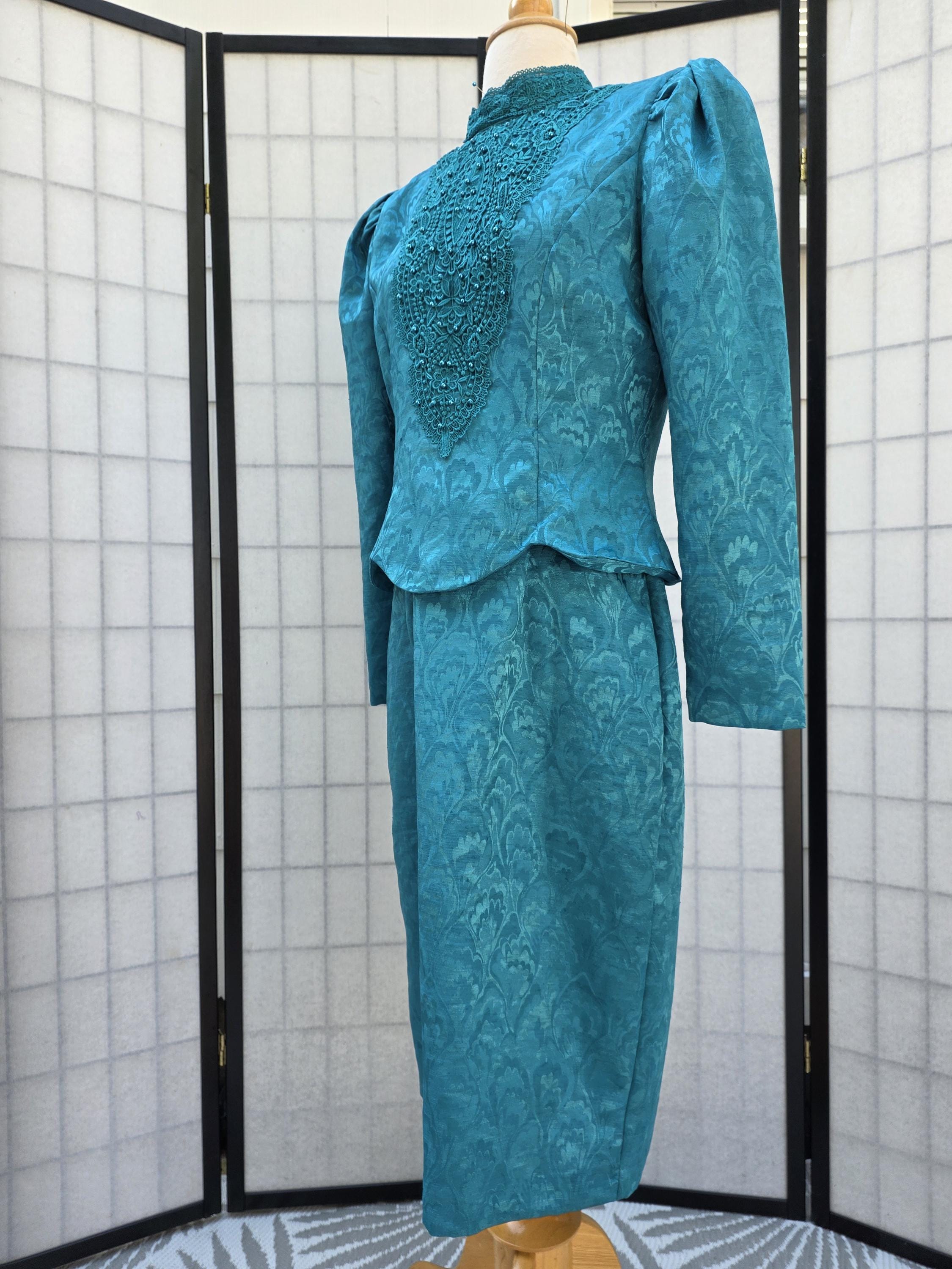 white christmas dresses 1960’s Coral Silk Asian-Inspired Dress + Matching Jacket Set