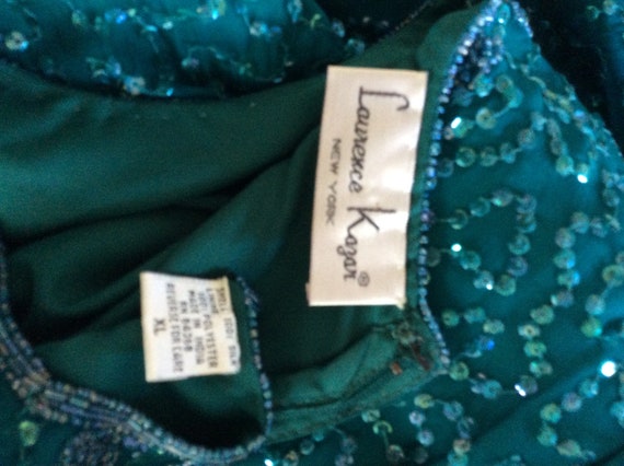 1980s Vintage Lawrence Kazar SEQUIN & BEADED SILK… - image 7