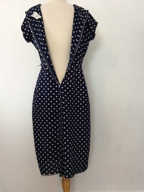 1940s 1950s VINTAGE True WIGGLE Pin Up Dress Navy… - image 7