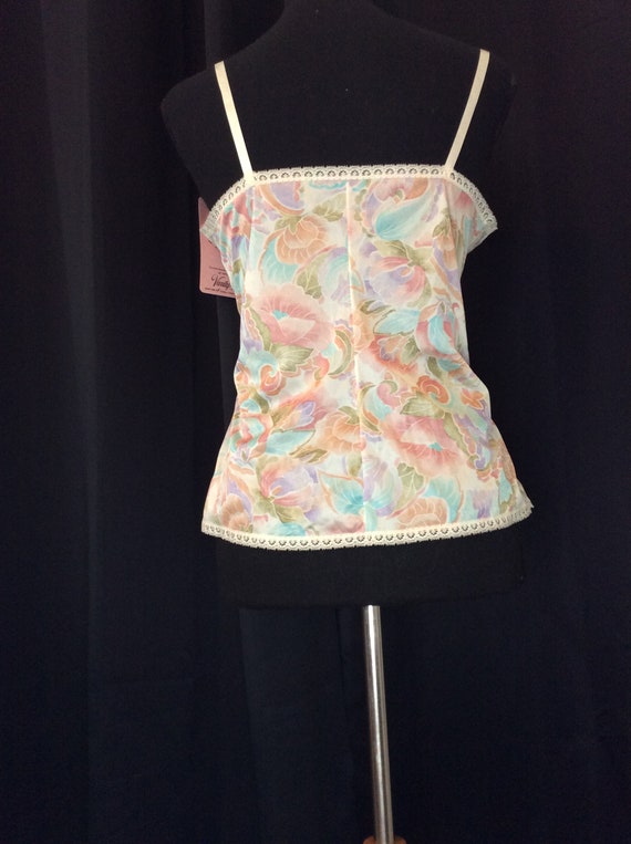 1980s Vintage VANITY FAIR Floral CAMISOLE Lace Ar… - image 3