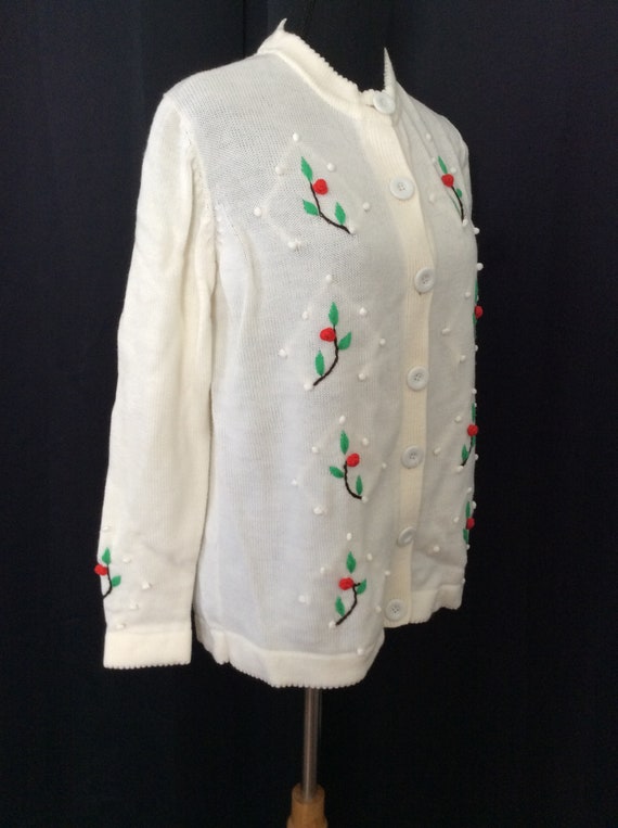 1960s 1970s VINTAGE Embroidered Cottagecore Cardi… - image 3