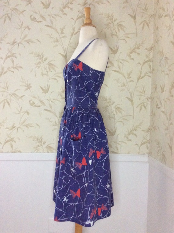 Vintage Flowers Rockabilly Halterneck Dress in Light Blue and White