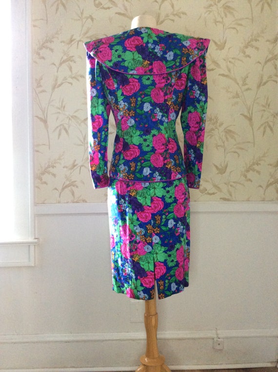 1980s does 1940s Vintage BOLD SILK STATEMENT Dres… - image 5