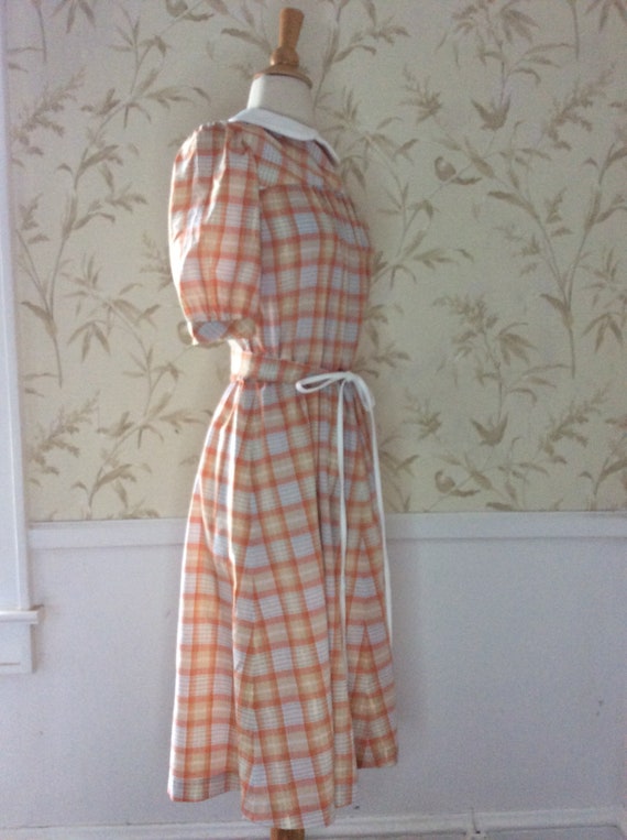 1970s Vintage OOAK HANDMADE Fit & Flare Plaid Cot… - image 3