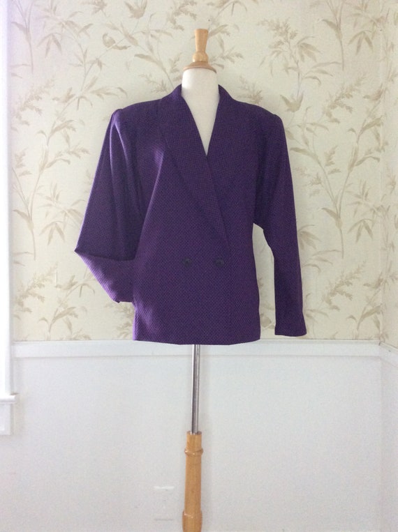 1980s Vintage Purple Checked Wool STATEMENT Jacket