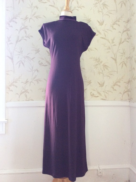 1980s Vintage Plum Purple T shirt MIDI Dress Velve