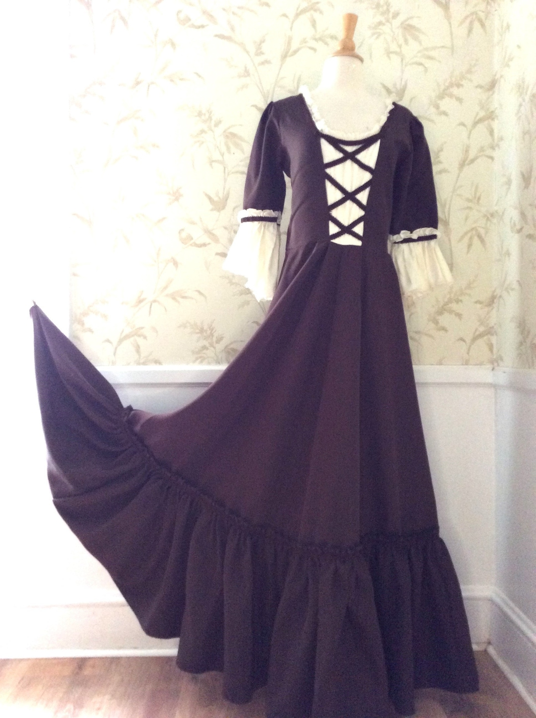 1970s GUNNE SAX Style Peasant Prairie Dress 40B Tillie Beige Corset ...