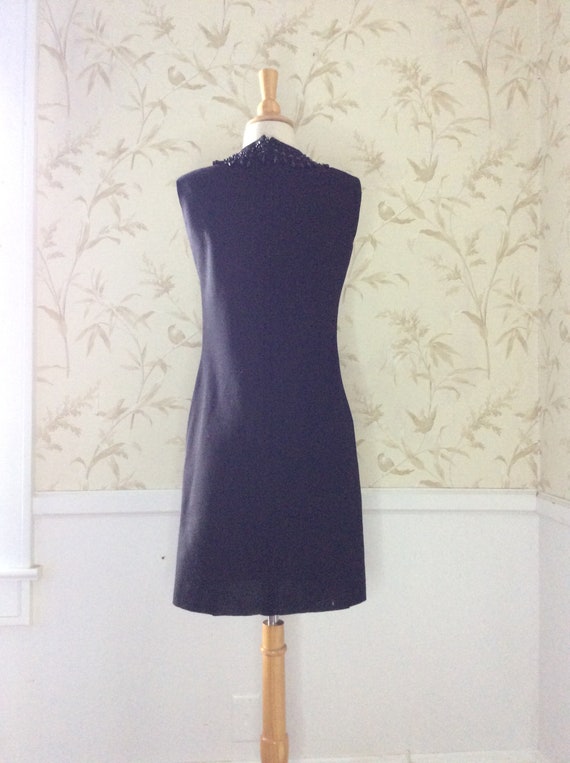 1960s Vintage Little Black Wiggle Dress Beaded Bi… - image 3