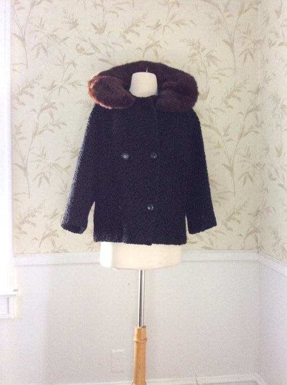 1950s Vintage CURLY PERSIAN LAMB Coat Jacket Russi