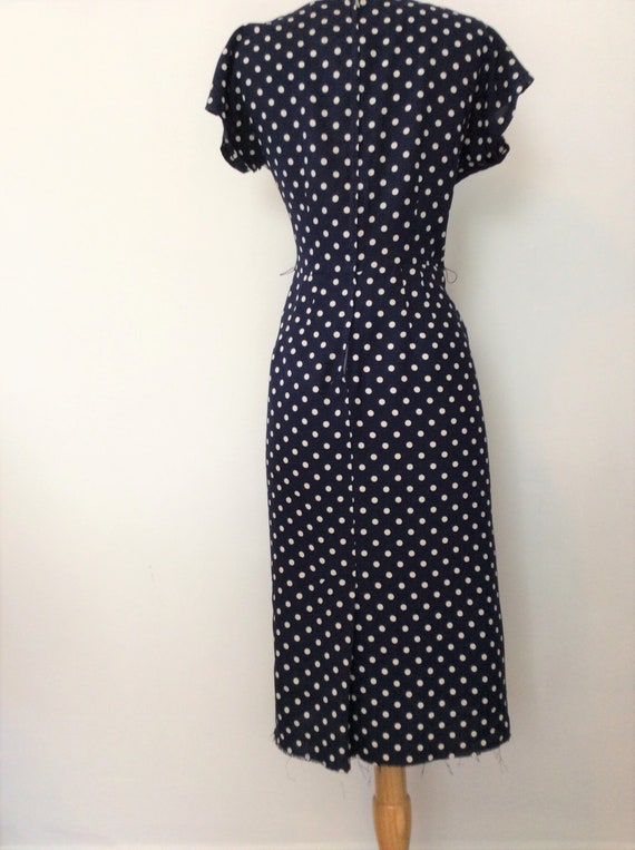 1940s 1950s VINTAGE True WIGGLE Pin Up Dress Navy… - image 4