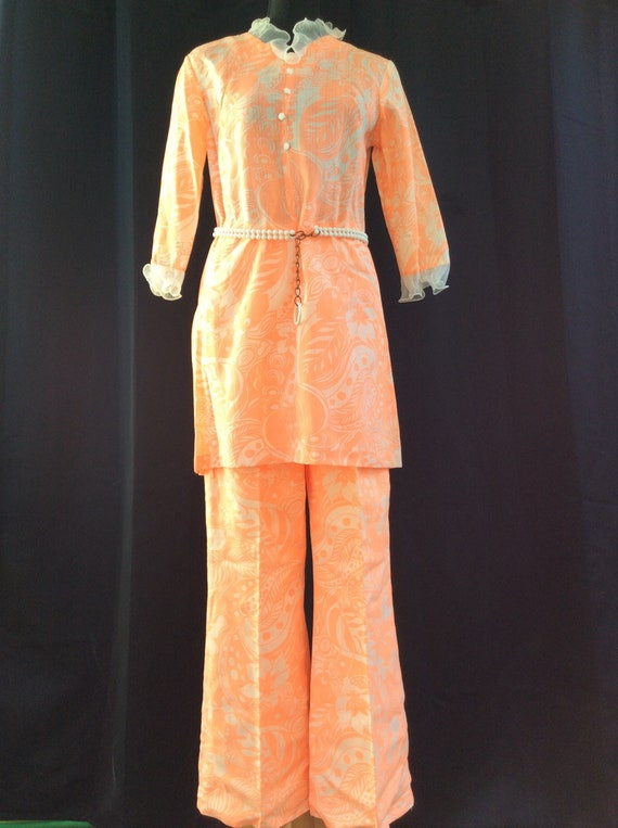 1960's 1970's MOD Vintage DAYGLO Orange Mini Dress Be… - Gem