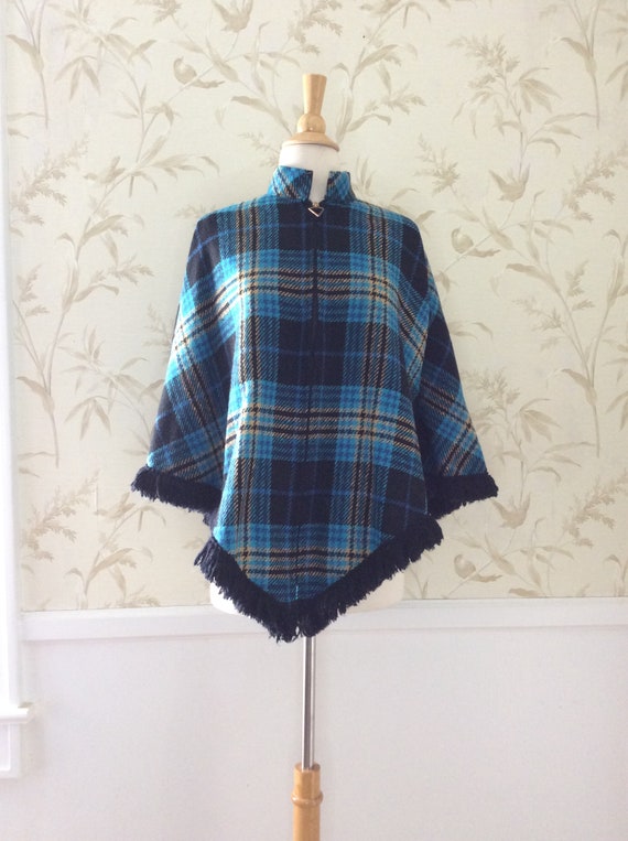 1960s 1970s Mod VINTAGE Tartan Plaid Wool Fringed… - image 6