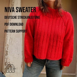 Knitting instructions Raglan sweater | Sweater knitting instructions &quot;Niva Sweater&quot; | GERMAN INSTRUCTIONS