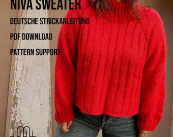 Instrucciones para tejer suéter raglán | Instrucciones para tejer suéter "Niva Sweater" | INSTRUCCIONES ALEMANAS