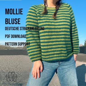Knitting Pattern Basic Striped Blouse | Knit a Blouse &quot;Mollie Blouse&quot; | GERMAN KNITTING PATTERN