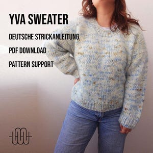 Knitting pattern Basic Sweater Chunky Knit | Knit a sweater &quot;Yva Sweater&quot; | GERMAN KNITTING PATTERN